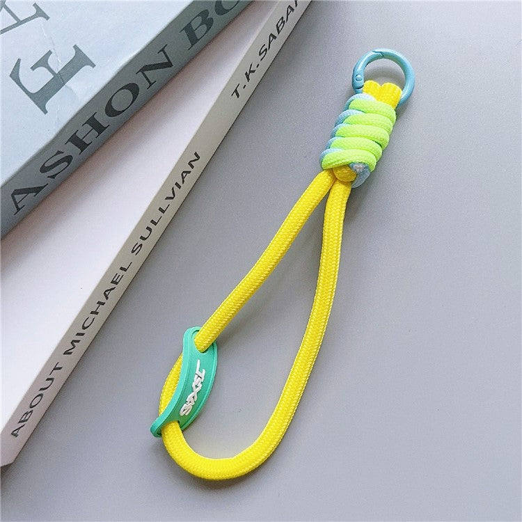 Phone Lanyard Wrist Strap 30cm Nylon Short Hand Lanyard with Tether Tab - Yellow+Blue+Green