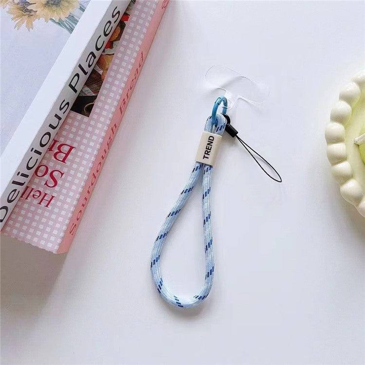 Phone Wrist Strap 30cm Lanyard Key Lanyard Nylon Strap with Patch - Colorful Blue