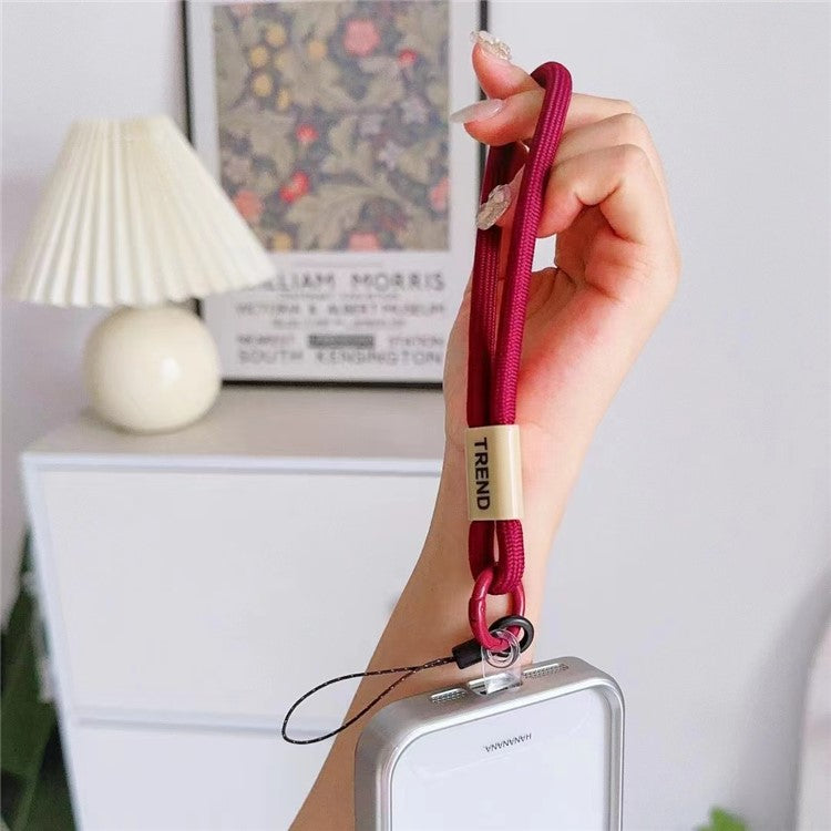 Phone Wrist Strap 30cm Lanyard Key Lanyard Nylon Strap with Patch - Wine Red