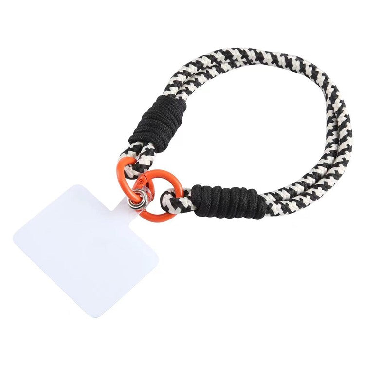 Phone Lanyard Dual-Strand Nylon 26cm Short Wrist Strap Hand Strap with Tether Tab - Black+White