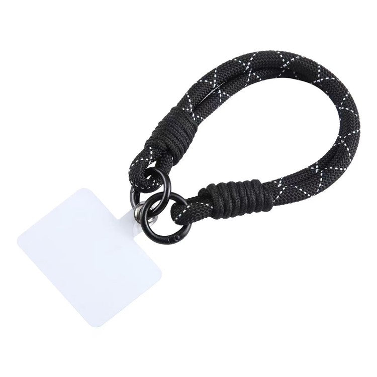 Phone Lanyard Dual-Strand Nylon 26cm Short Wrist Strap Hand Strap with Tether Tab - Black+White Line