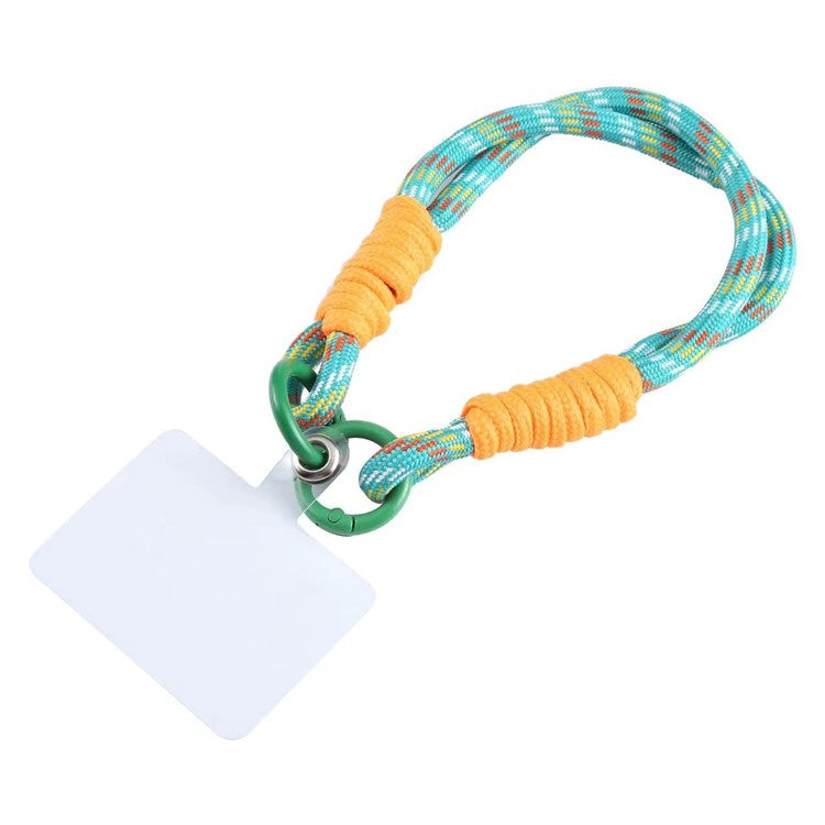 Phone Lanyard Dual-Strand Nylon 26cm Short Wrist Strap Hand Strap with Tether Tab - Green Pattern+Yellow