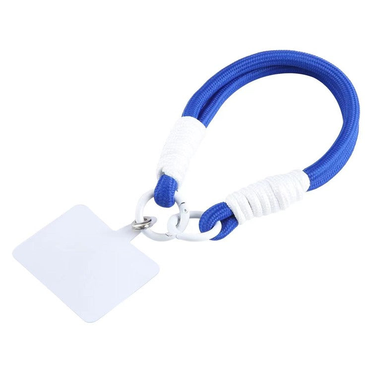 Phone Lanyard Dual-Strand Nylon 26cm Short Wrist Strap Hand Strap with Tether Tab - Blue+White