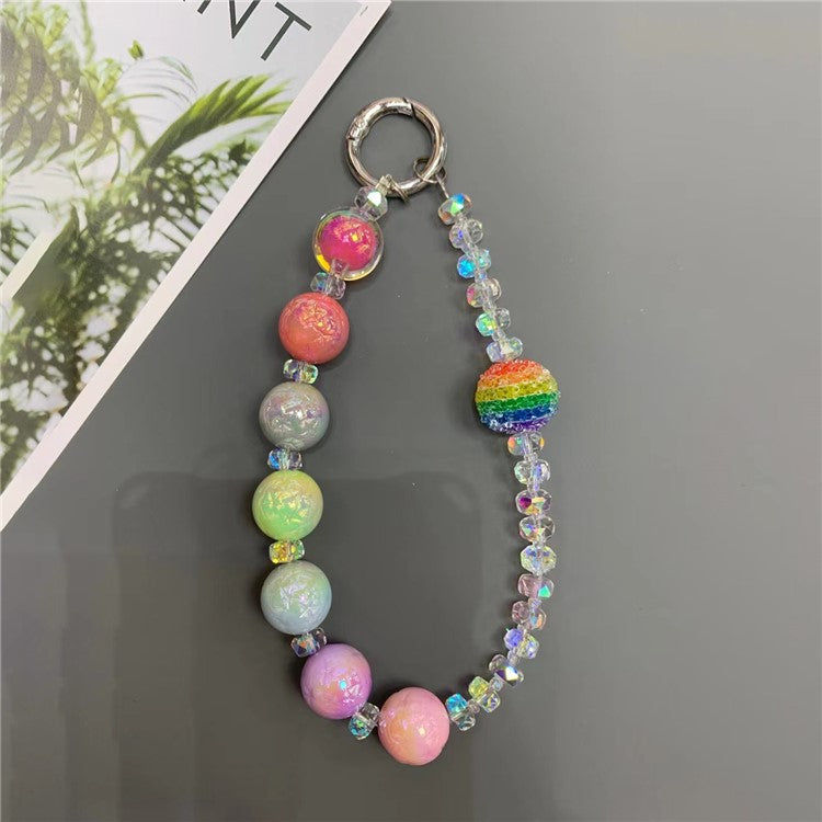 Beaded Phone Charm Bracelet Strap 26cm Detachable Lanyard with Tether Tab