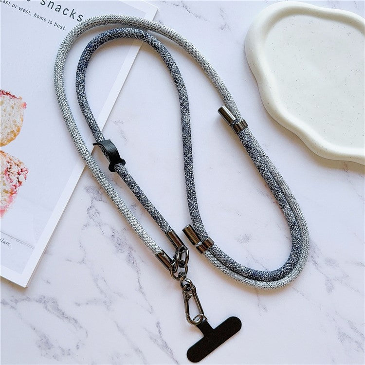 8mm Thick Phone Lanyard Adjustable Nylon Crossbody Strap with Tether Tab, Total Length: 140cm - Light Grey+Dark Grey