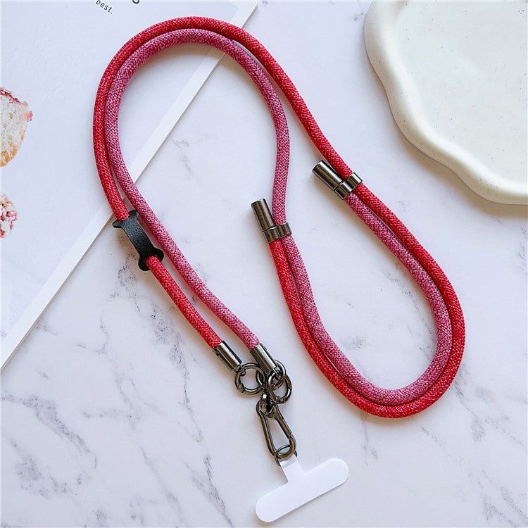 8mm Thick Phone Lanyard Adjustable Nylon Crossbody Strap with Tether Tab, Total Length: 140cm - Red+Colorful Red