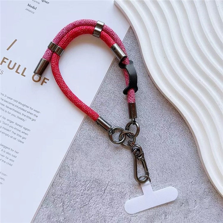 8mm Thick Phone Wrist Strap 34cm Adjustable Nylon Hand Strap with Tether Tab - Red+Rose