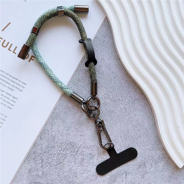 8mm Thick Phone Wrist Strap 34cm Adjustable Nylon Hand Strap with Tether Tab - Blue+Army Green