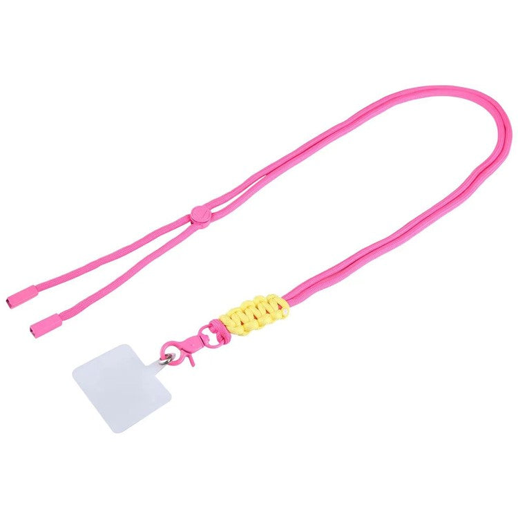 Phone Lanyard 140cm Crossbody Adjustable Nylon Neck Strap Necklace with Tether Tab - Rose+Yellow