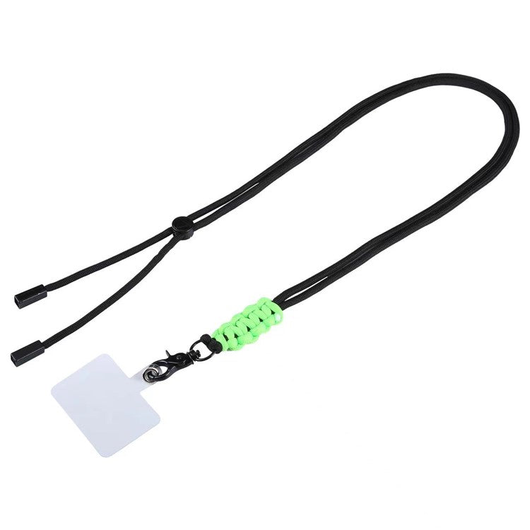 Phone Lanyard 140cm Crossbody Adjustable Nylon Neck Strap Necklace with Tether Tab - Black+Green