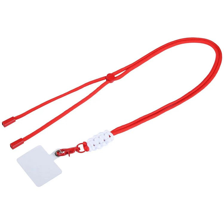 Phone Lanyard 140cm Crossbody Adjustable Nylon Neck Strap Necklace with Tether Tab - Red+White