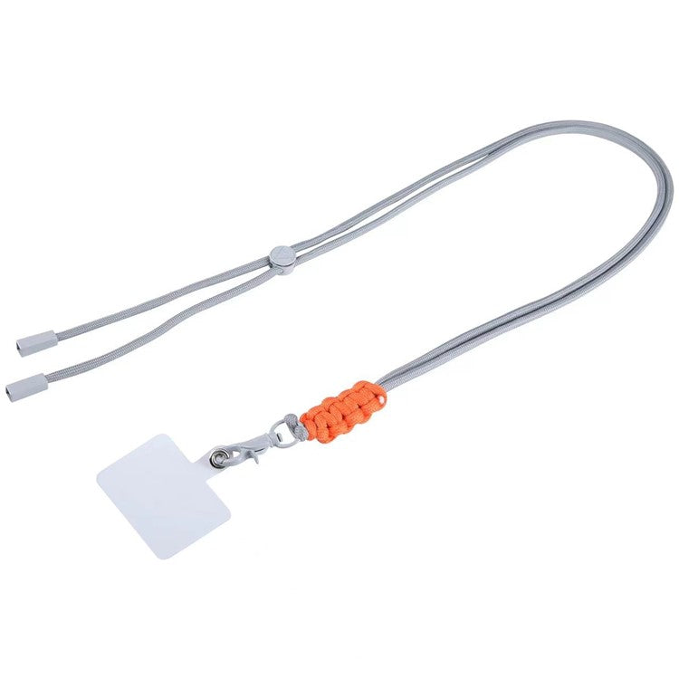 Phone Lanyard 140cm Crossbody Adjustable Nylon Neck Strap Necklace with Tether Tab - Grey+Orange