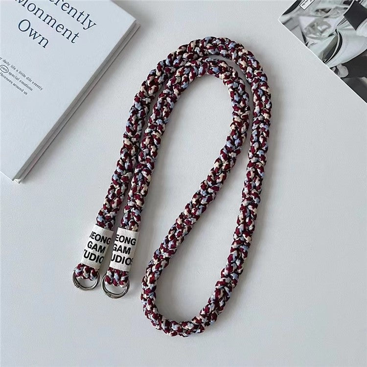 Phone Lanyard 120cm Universal Phone Strap Crossbody with Tether Tab - Dark Red+Khaki