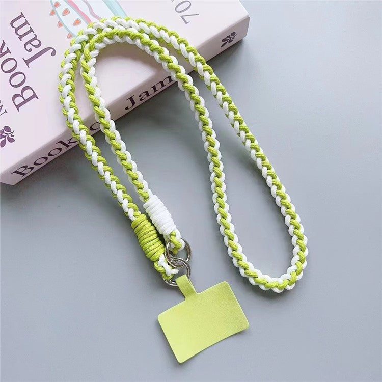 Crossbody Phone Lanyard 120cm Anti Theft  Nylon Braided Phone Strap with Tether Tab - White+Green