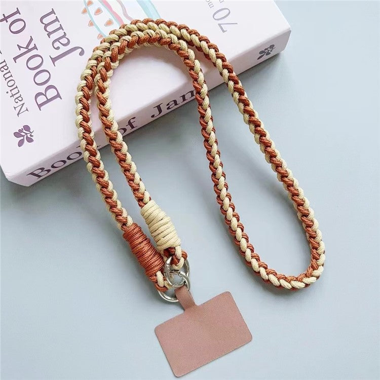 Crossbody Phone Lanyard 120cm Anti Theft  Nylon Braided Phone Strap with Tether Tab - Coffee+Brown