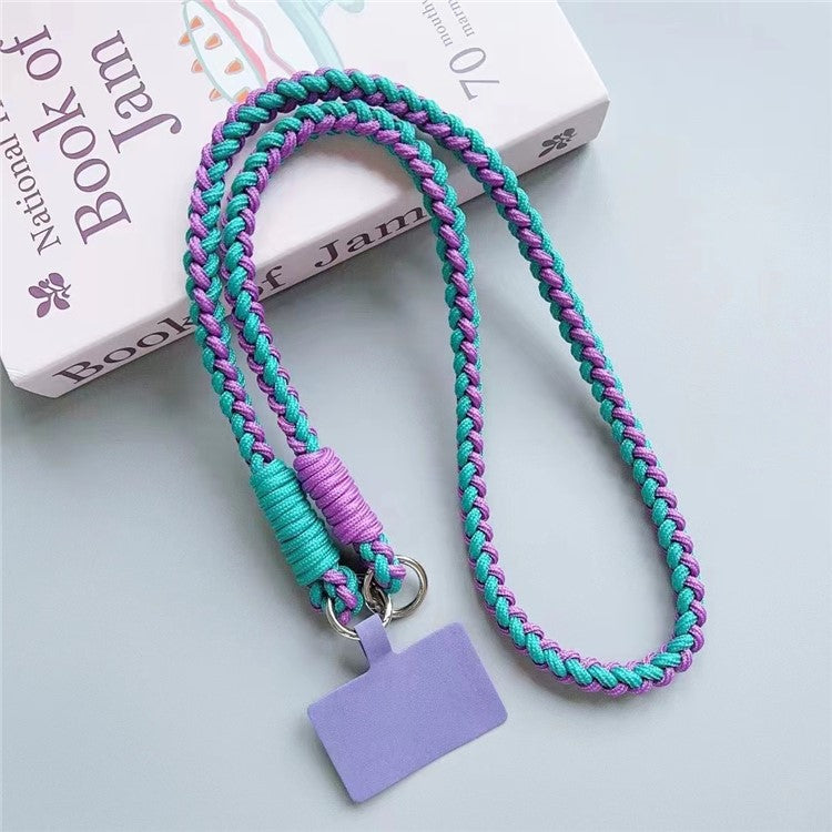 Crossbody Phone Lanyard 120cm Anti Theft  Nylon Braided Phone Strap with Tether Tab - Cyan+Purple