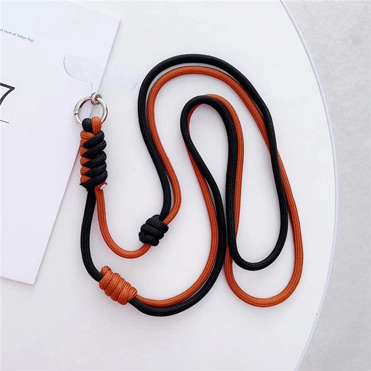 Crossbody Phone Lanyard 160cm Adjustable Dual-Color Phone Charm Nylon Lanyard with Tether Tab - Brown+Black