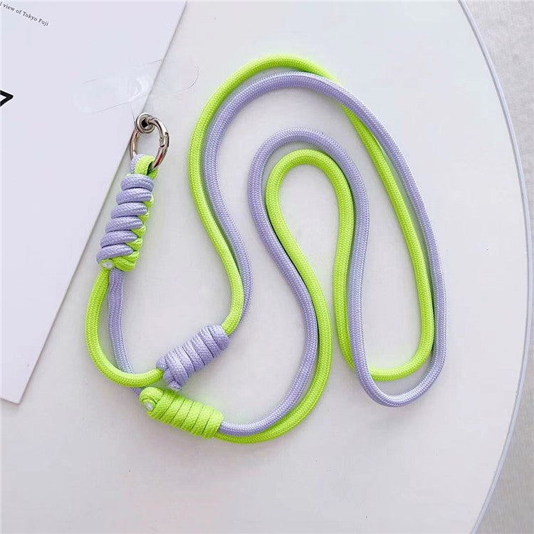 Crossbody Phone Lanyard 160cm Adjustable Dual-Color Phone Charm Nylon Lanyard with Tether Tab - Grey+Green