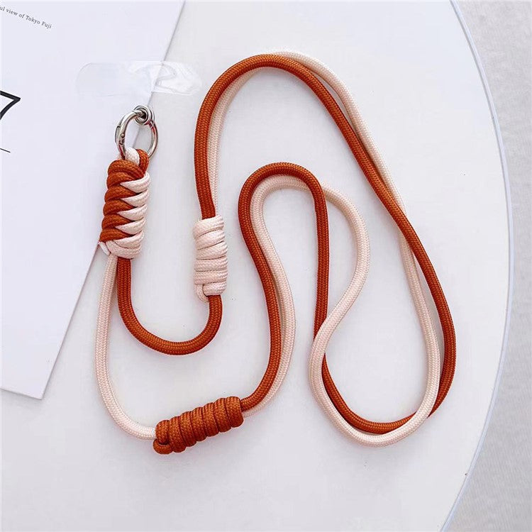 Crossbody Phone Lanyard 160cm Adjustable Dual-Color Phone Charm Nylon Lanyard with Tether Tab - Brown+Pink