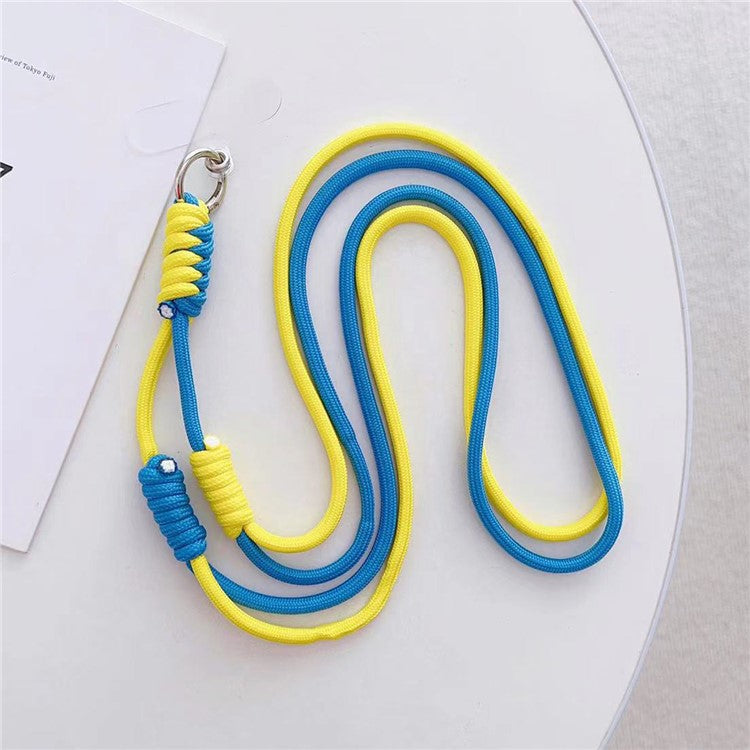 Crossbody Phone Lanyard 160cm Adjustable Dual-Color Phone Charm Nylon Lanyard with Tether Tab - Cyan Blue+Yellow