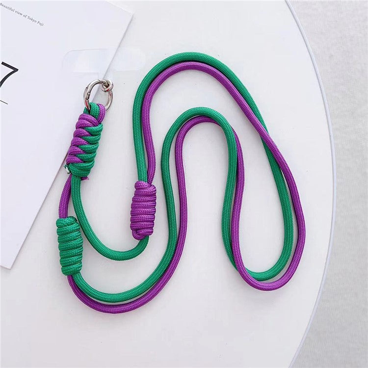 Crossbody Phone Lanyard 160cm Adjustable Dual-Color Phone Charm Nylon Lanyard with Tether Tab - Purple+Green