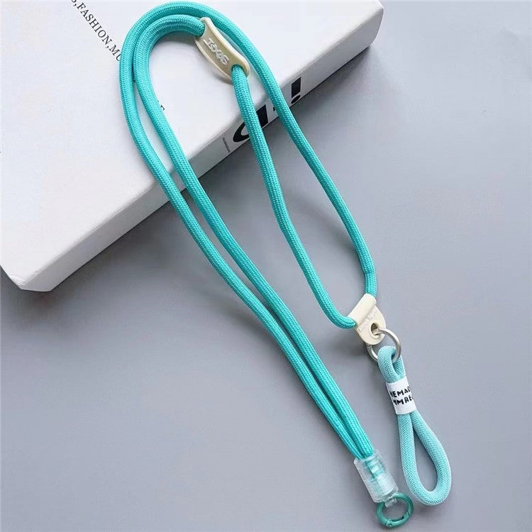 Nylon Phone Lanyard 120cm Crossbody Phone Strap 2-in-1 Short Lanyard with Tether Tab - Dark Cyan