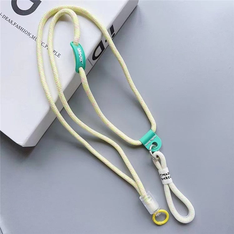 Nylon Phone Lanyard 120cm Crossbody Phone Strap 2-in-1 Short Lanyard with Tether Tab - Colorful Yellow