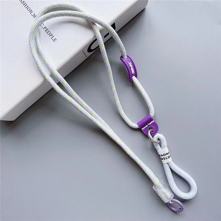 Nylon Phone Lanyard 120cm Crossbody Phone Strap 2-in-1 Short Lanyard with Tether Tab - Colorful Light Purple