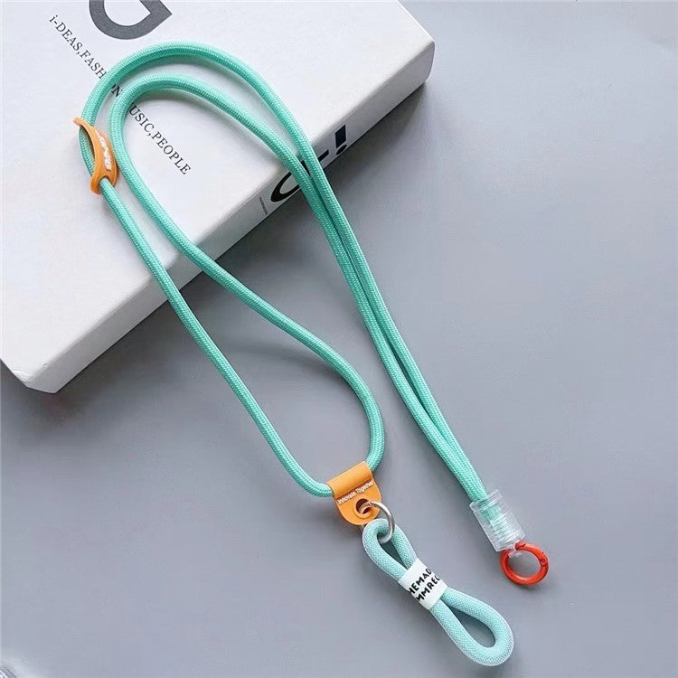 Nylon Phone Lanyard 120cm Crossbody Phone Strap 2-in-1 Short Lanyard with Tether Tab - Light Cyan