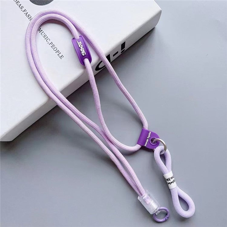 Nylon Phone Lanyard 120cm Crossbody Phone Strap 2-in-1 Short Lanyard with Tether Tab - Purple