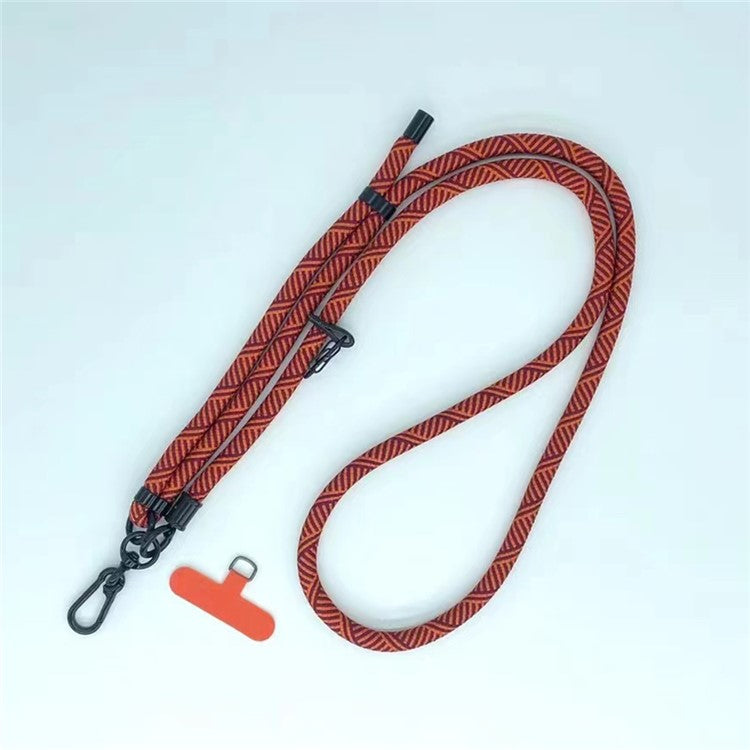 8mm Thick Phone Lanyard Crossbody Adjustable Strap Twill Pattern with Tether Tab, Total Length: 120cm - Red+Orange