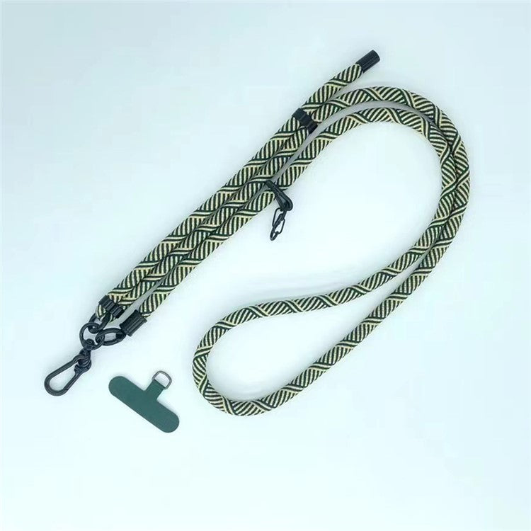 8mm Thick Phone Lanyard Crossbody Adjustable Strap Twill Pattern with Tether Tab, Total Length: 120cm - Light Grey+Yellow