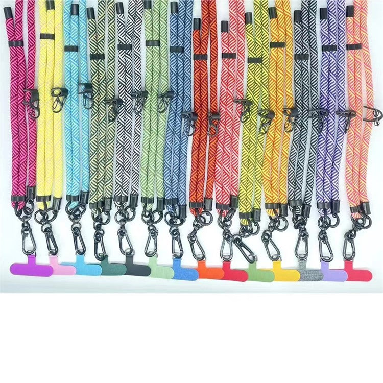 8mm Thick Phone Lanyard Crossbody Adjustable Strap Twill Pattern with Tether Tab, Total Length: 120cm - Light Grey+Yellow