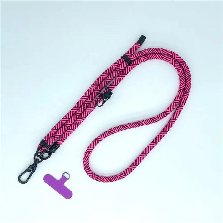 8mm Thick Phone Lanyard Crossbody Adjustable Strap Twill Pattern with Tether Tab, Total Length: 120cm - Rose