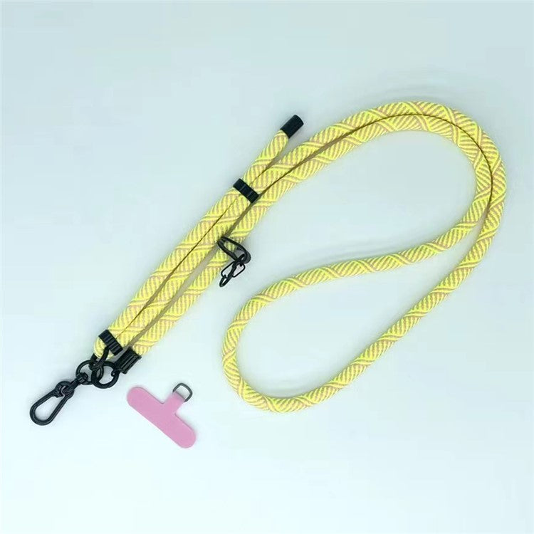 8mm Thick Phone Lanyard Crossbody Adjustable Strap Twill Pattern with Tether Tab, Total Length: 120cm - Yellow