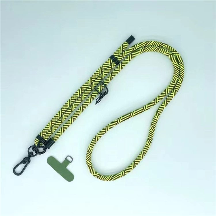 8mm Thick Phone Lanyard Crossbody Adjustable Strap Twill Pattern with Tether Tab, Total Length: 120cm - Yellow+Black