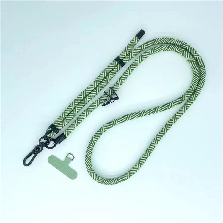 8mm Thick Phone Lanyard Crossbody Adjustable Strap Twill Pattern with Tether Tab, Total Length: 120cm - Green