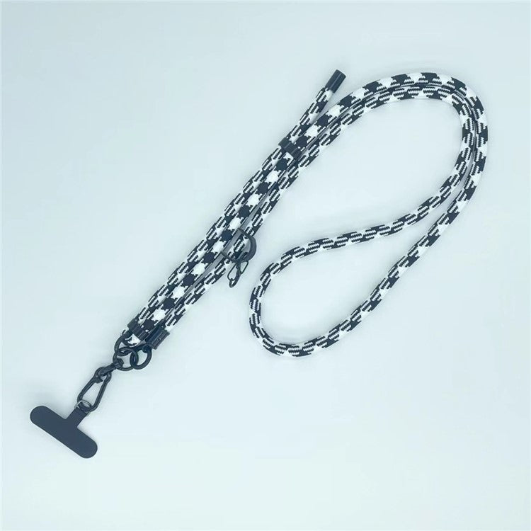 8mm Thick Phone Lanyard Pattern  Phone Crossbody Neck Strap with Tether Tab, Total Length: 135cm - Black+White