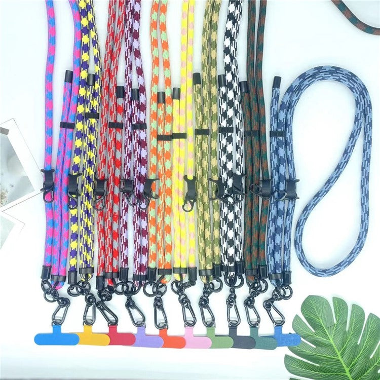 8mm Thick Phone Lanyard Pattern  Phone Crossbody Neck Strap with Tether Tab, Total Length: 135cm - Black+White