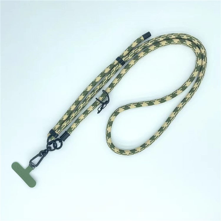 8mm Thick Phone Lanyard Pattern  Phone Crossbody Neck Strap with Tether Tab, Total Length: 135cm - Army Green+Beige