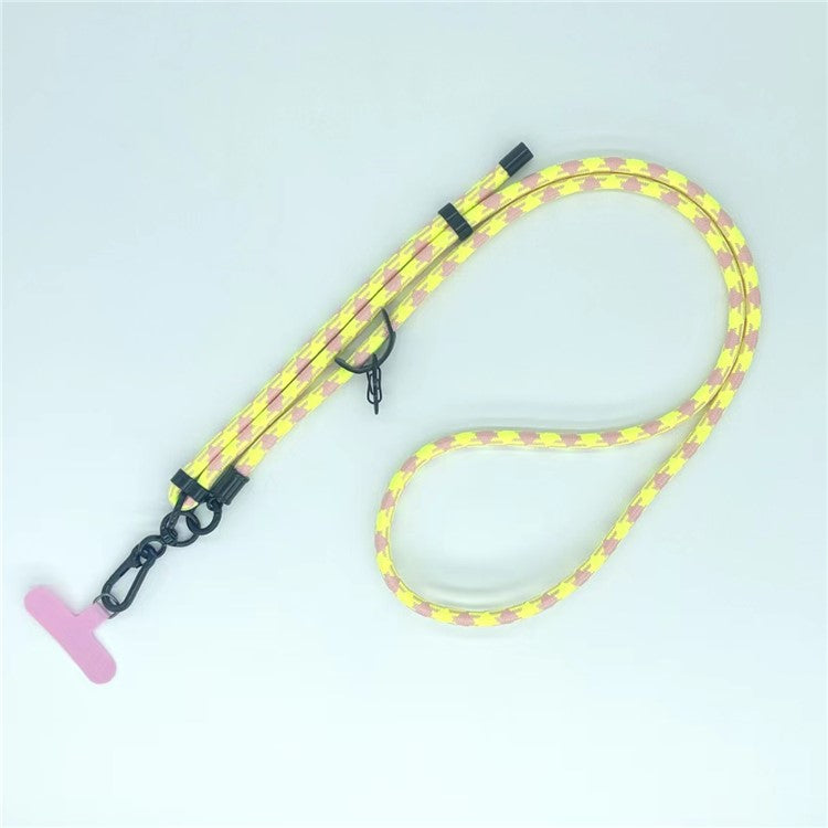 8mm Thick Phone Lanyard Pattern  Phone Crossbody Neck Strap with Tether Tab, Total Length: 135cm - Pink+Yellow