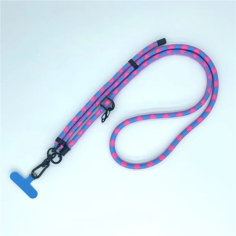 8mm Thick Phone Lanyard Pattern  Phone Crossbody Neck Strap with Tether Tab, Total Length: 135cm - Blue+Rose