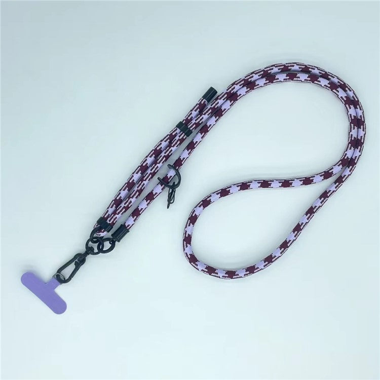 8mm Thick Phone Lanyard Pattern  Phone Crossbody Neck Strap with Tether Tab, Total Length: 135cm - Wine Red+White