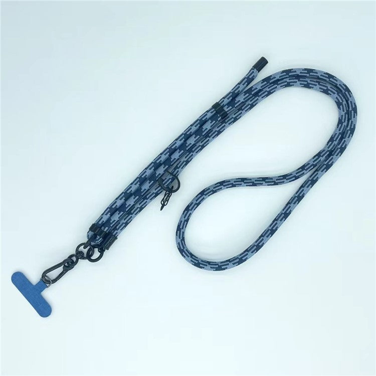 8mm Thick Phone Lanyard Pattern  Phone Crossbody Neck Strap with Tether Tab, Total Length: 135cm - Dark Blue+Grey