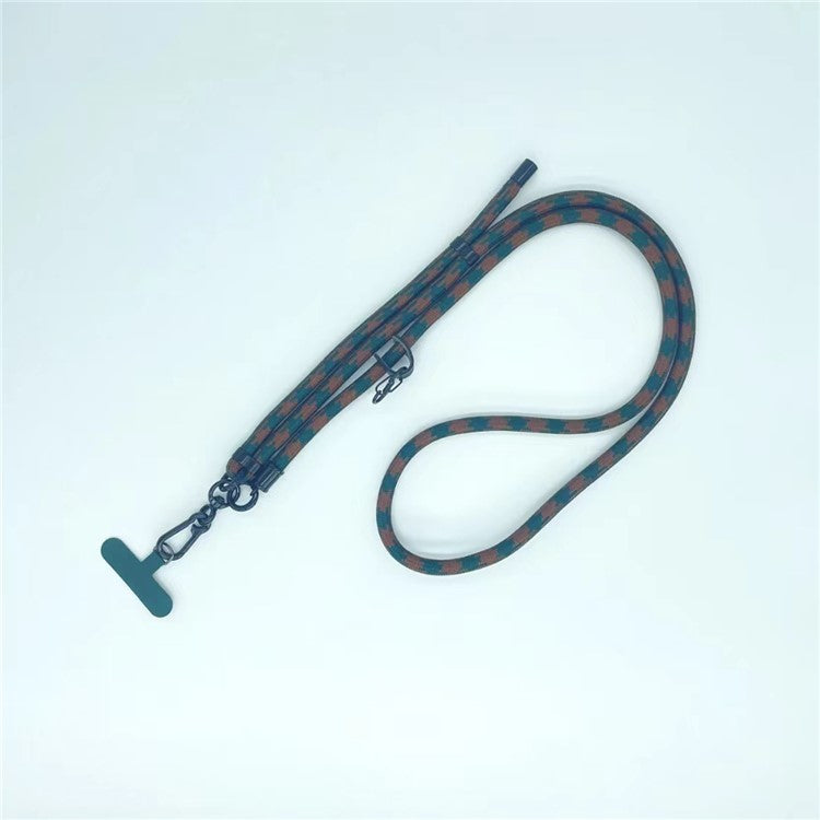 8mm Thick Phone Lanyard Pattern  Phone Crossbody Neck Strap with Tether Tab, Total Length: 135cm - Dark Blue+Brown