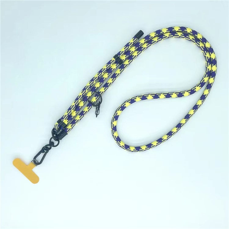 8mm Thick Phone Lanyard Pattern  Phone Crossbody Neck Strap with Tether Tab, Total Length: 135cm - Yellow+Blue