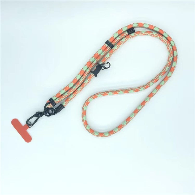 8mm Thick Phone Lanyard Pattern  Phone Crossbody Neck Strap with Tether Tab, Total Length: 135cm - Green+Orange