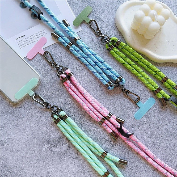 8mm Thick Adjustable Phone Lanyard Twill Pattern Neck Strap with Tether Tab, Total Length: 140cm - Black+White Strip