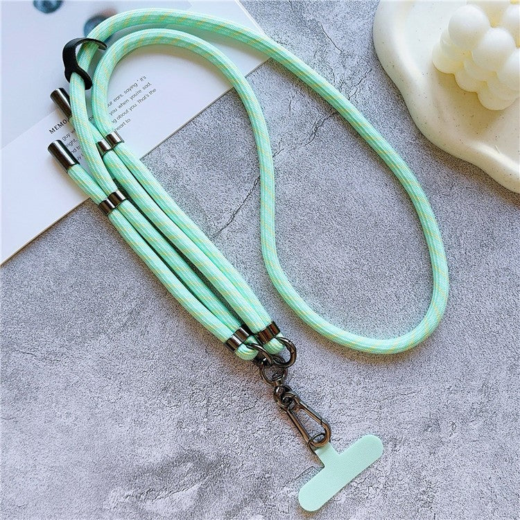 8mm Thick Adjustable Phone Lanyard Twill Pattern Neck Strap with Tether Tab, Total Length: 140cm - Cyan