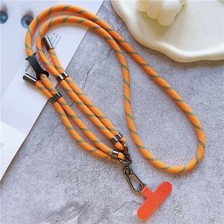 8mm Thick Adjustable Phone Lanyard Twill Pattern Neck Strap with Tether Tab, Total Length: 140cm - Orange